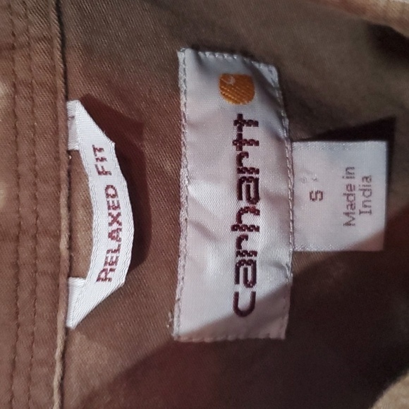 Carhartt green plaid SS button down shirt. Size small - Picture 2 of 10